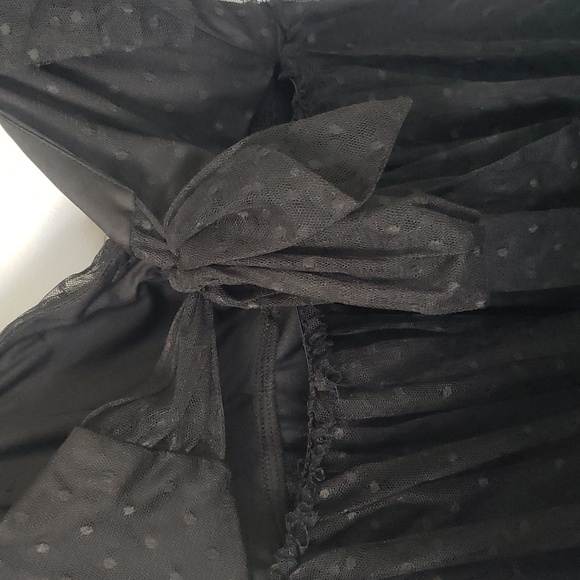 City Vibe Black Sheer Polka Dot Dress Juniors 13 Babydoll Coquette Whimsigoth - Picture 5 of 9